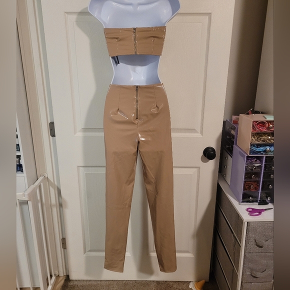 NWT Rare Forever 21 Vinyl PVC Bandeau Leggings Coord Set - Picture 12 of 16